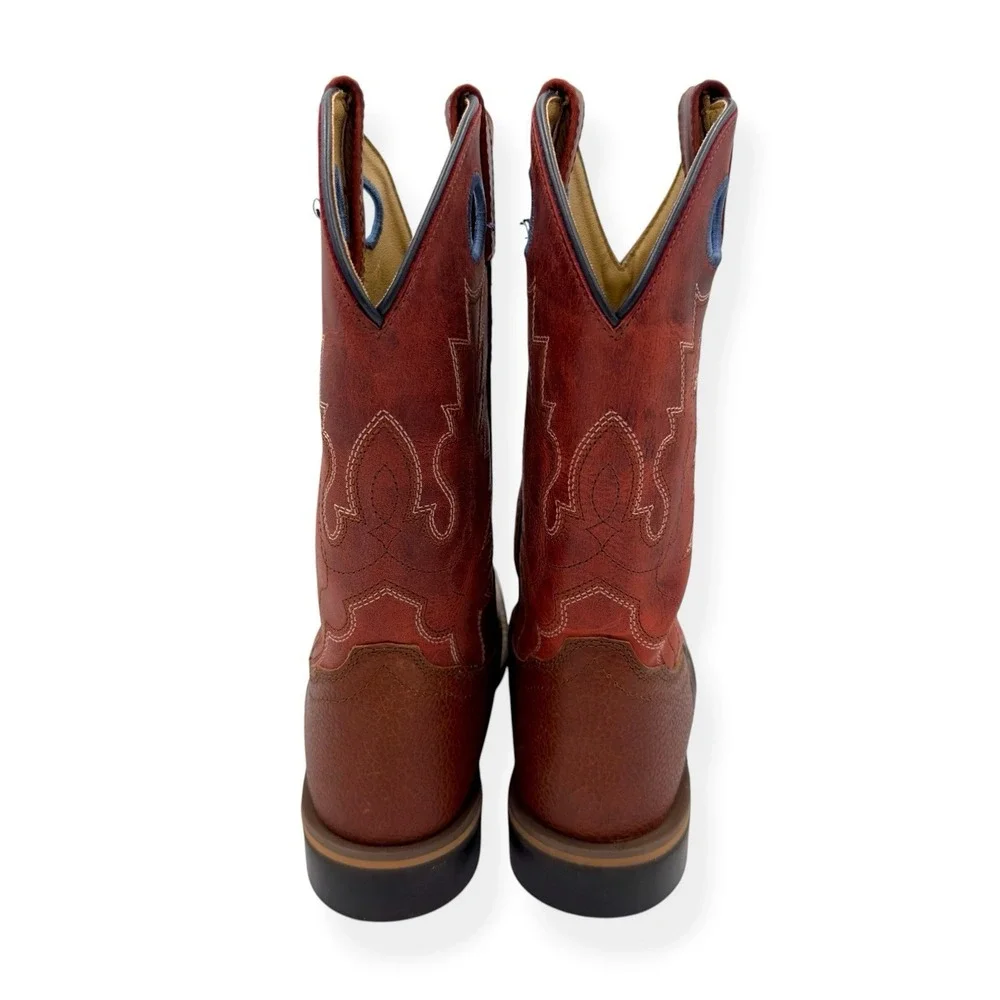 Smoky Mountain Youth Boy's Cheyenne Red Square Toe Boots Ostrich Print Size 4‎ R